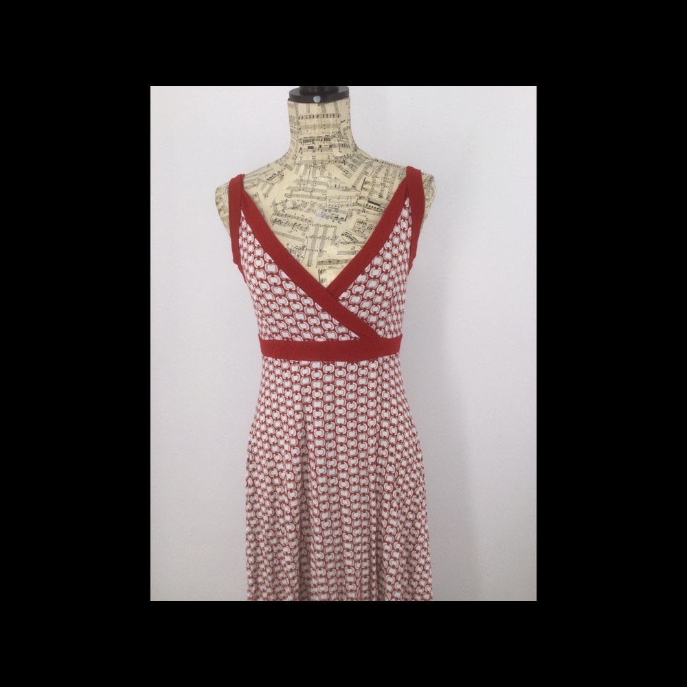 Ronen Chen Med. Red &White Faux Wrap Summer Dress - Picture 4 of 13